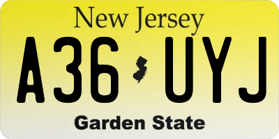 NJ license plate A36UYJ