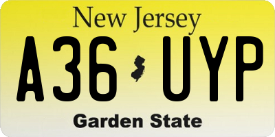 NJ license plate A36UYP