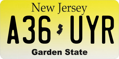 NJ license plate A36UYR