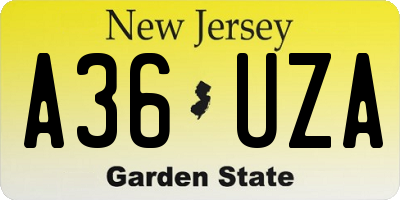 NJ license plate A36UZA