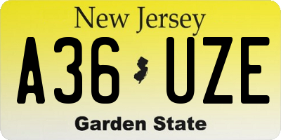 NJ license plate A36UZE