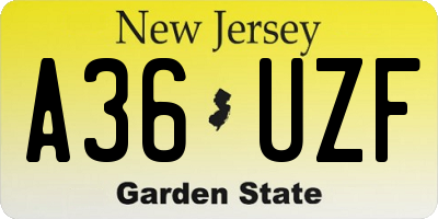 NJ license plate A36UZF