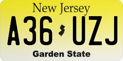 NJ license plate A36UZJ