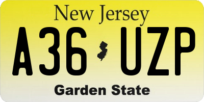 NJ license plate A36UZP