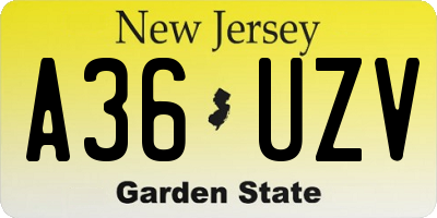 NJ license plate A36UZV
