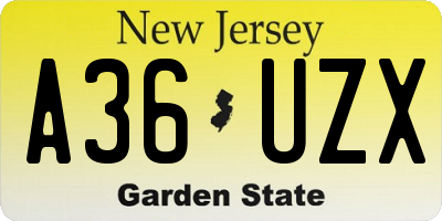 NJ license plate A36UZX