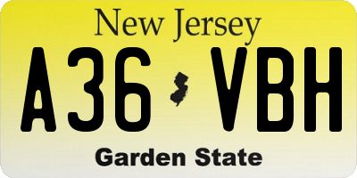 NJ license plate A36VBH