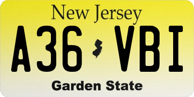 NJ license plate A36VBI