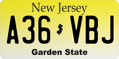 NJ license plate A36VBJ