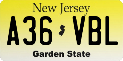 NJ license plate A36VBL