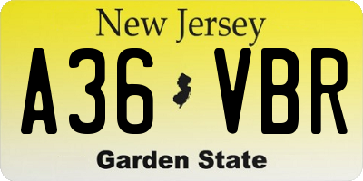 NJ license plate A36VBR