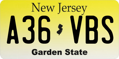 NJ license plate A36VBS