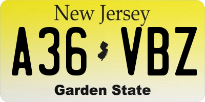 NJ license plate A36VBZ