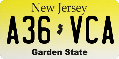 NJ license plate A36VCA