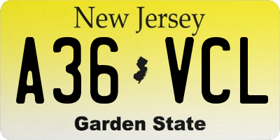 NJ license plate A36VCL