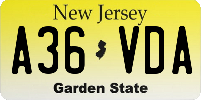 NJ license plate A36VDA