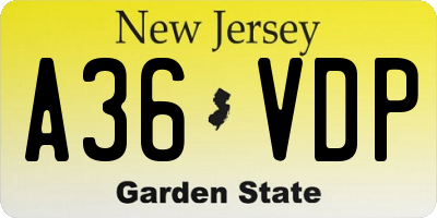 NJ license plate A36VDP