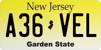 NJ license plate A36VEL