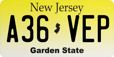 NJ license plate A36VEP