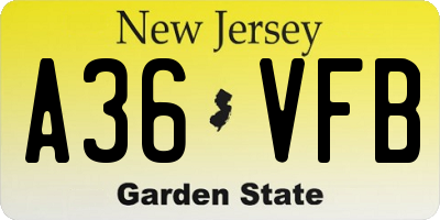 NJ license plate A36VFB
