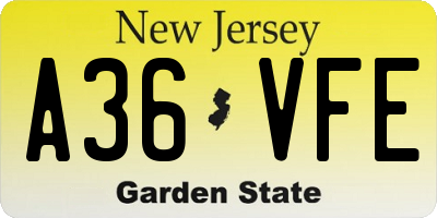 NJ license plate A36VFE