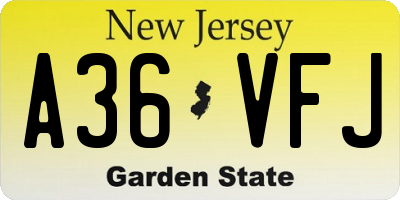 NJ license plate A36VFJ