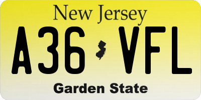 NJ license plate A36VFL