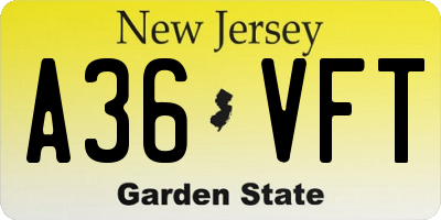 NJ license plate A36VFT