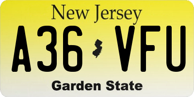 NJ license plate A36VFU