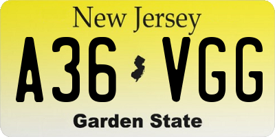 NJ license plate A36VGG