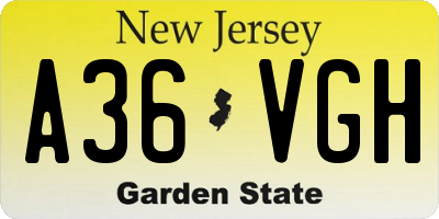 NJ license plate A36VGH