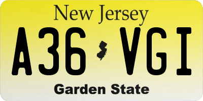 NJ license plate A36VGI