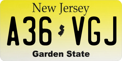 NJ license plate A36VGJ