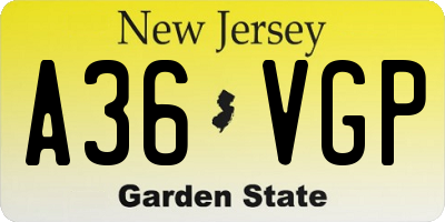NJ license plate A36VGP