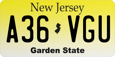 NJ license plate A36VGU