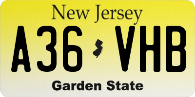 NJ license plate A36VHB