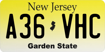 NJ license plate A36VHC