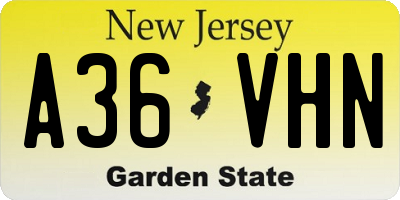 NJ license plate A36VHN