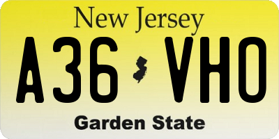 NJ license plate A36VHO