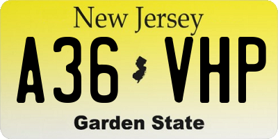 NJ license plate A36VHP