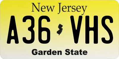 NJ license plate A36VHS