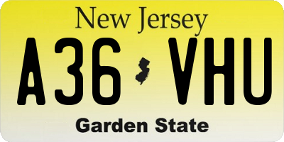 NJ license plate A36VHU