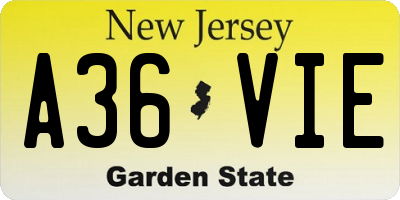 NJ license plate A36VIE