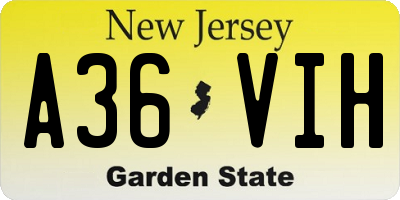 NJ license plate A36VIH