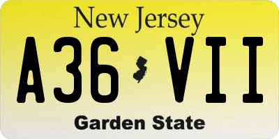 NJ license plate A36VII