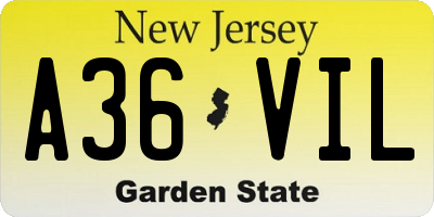 NJ license plate A36VIL