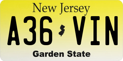 NJ license plate A36VIN