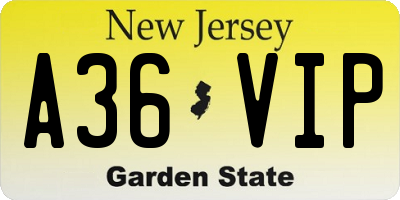 NJ license plate A36VIP