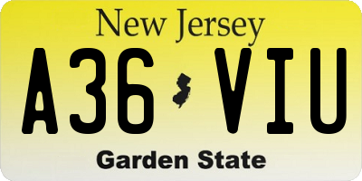 NJ license plate A36VIU