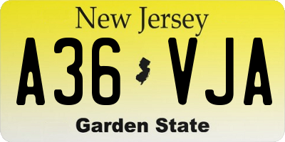 NJ license plate A36VJA